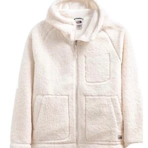 $160 The North Face Ridge XXL White Hi Pile Sherpa Fleece Full Zip Hooded Jacket